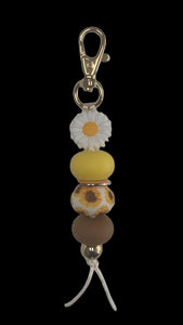 White Daisy Keyrings